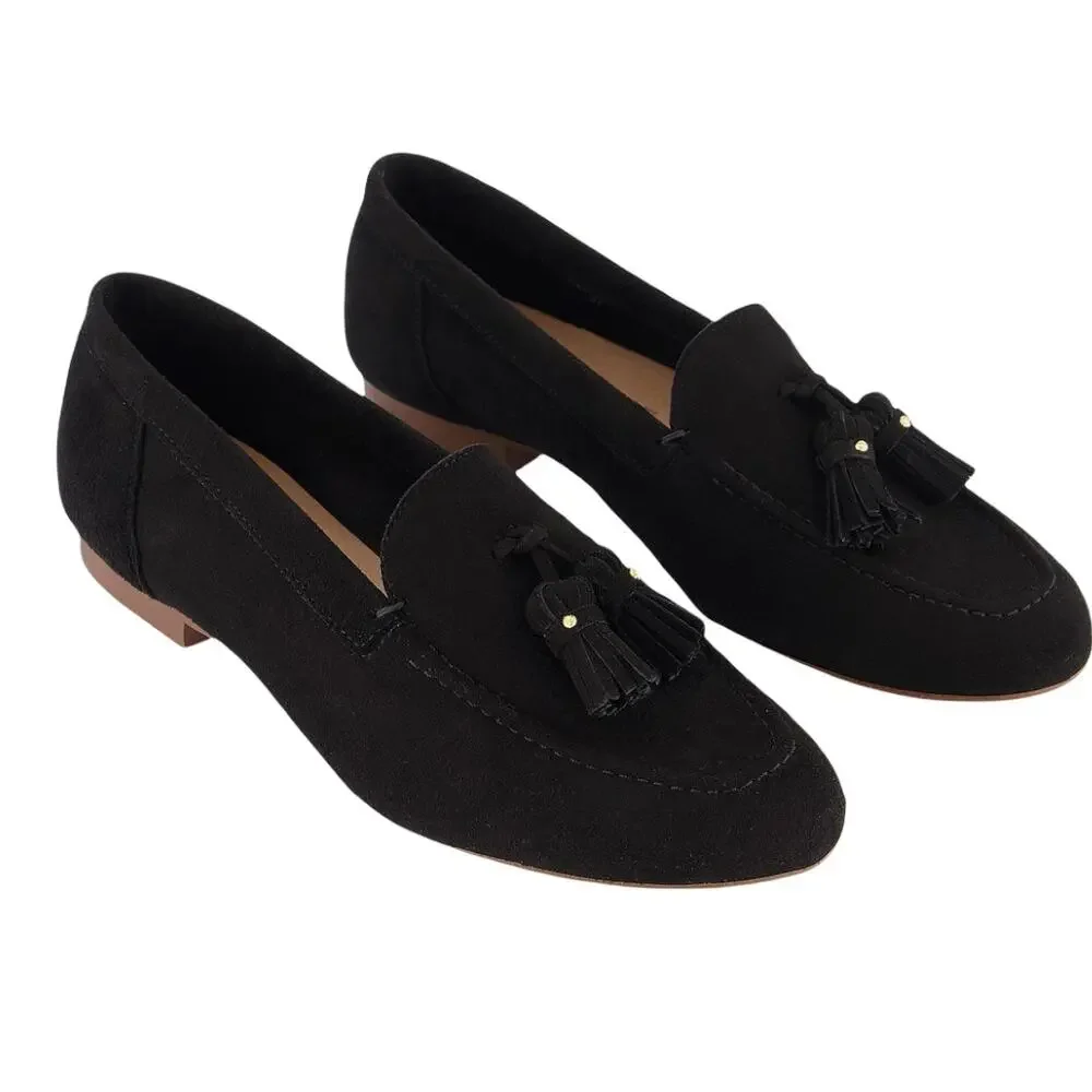 Office London Retro Black Leather Suede Loafers Size 39